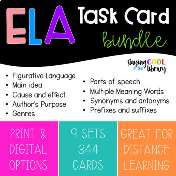 Preview of ELA Task Card Bundle | Print and Google Classroom 