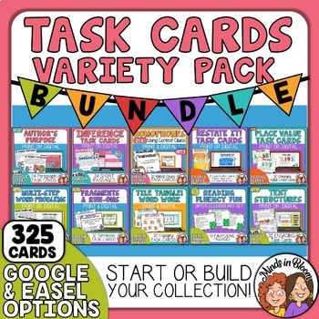 Preview of Task Card Variety Pack Bundle - ELA and Math Cards to Build Your Collection!