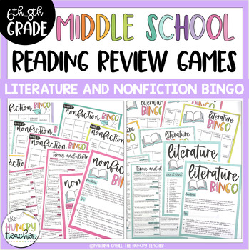 Preview of ELA Test Prep Bingo Review Game 6th 7th 8th Reading Literature and Nonfiction