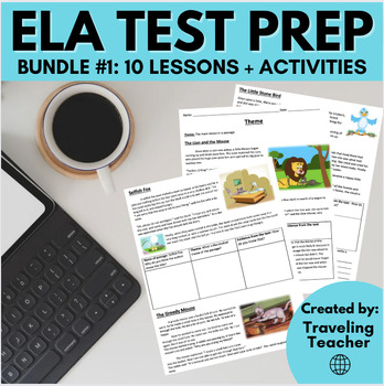 Preview of ELA Test Prep Bundle #1: 10 Lessons, Reading & Writing Activities, Printable