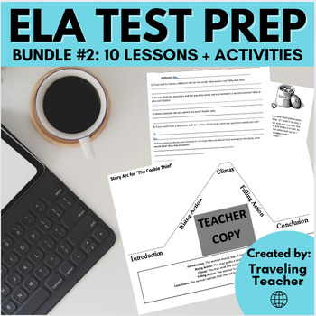 Preview of ELA Test Prep Bundle #2: 10 Lessons, Reading & Writing Activities, Printable