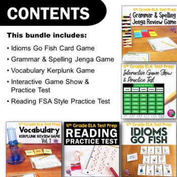 ELA Test Prep Bundle 4th Grade 4 Games 1 Reading 