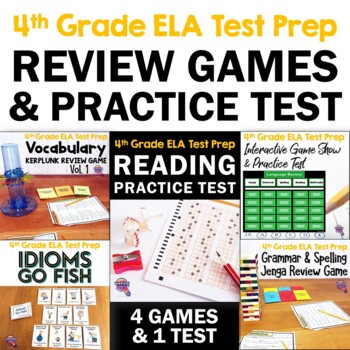 Preview of 4th Grade ELA Test Prep Bundle 4 Games & READING Practice Test FAST Test Review