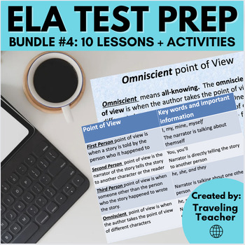 Preview of ELA Test Prep Bundle #4: 10 Lessons, Reading & Writing Activities, Printable