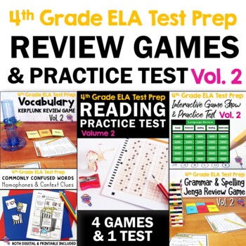 Preview of 4th Grade ELA Test Prep Bundle 2: 4 Games + Center READING Practice Test FAST