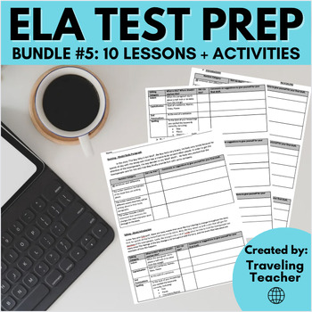 Preview of ELA Test Prep Bundle #5: 10 Lessons, Reading & Writing Activities, Printable