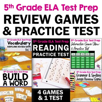 Preview of 5th Grade ELA Test Prep Bundle 4 Games & READING Practice Test FAST Review