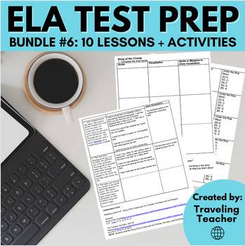Preview of ELA Test Prep Bundle #6: 10 Lessons, Reading & Writing Activities, Printable