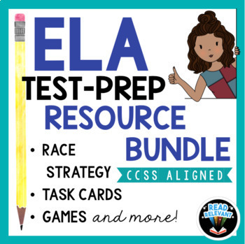 Preview of ELA Test Prep Bundle: Task Cards, RACE Strategy Writing Practice and More!
