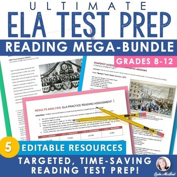 Preview of ELA Test Prep Bundle - Reading Comprehension & Skills Practice for Secondary ELA