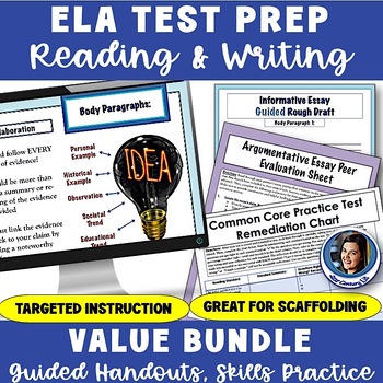 Preview of ELA Test Prep Unit - Reading & Writing Skills Practice, Activities & Assessments