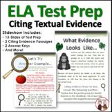 ELA Test Prep Citing Text Evidence Activity