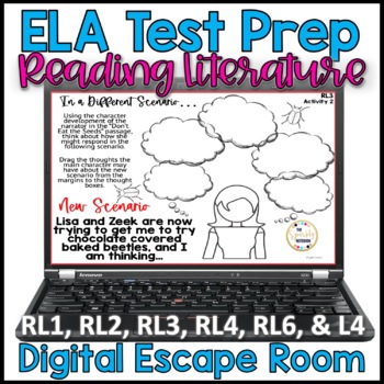 Preview of ELA Test Prep DIGITAL Escape Room - Reading Literature Middle School