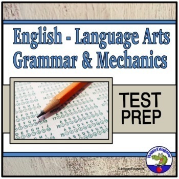 Preview of ELA Test Prep Middle Grades Language Arts Grammar PowerPoint with Easel