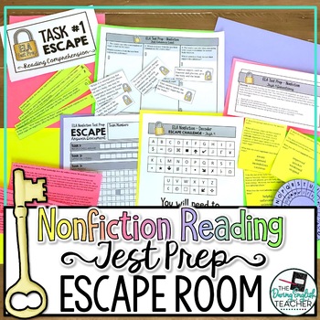 ELA Test Prep Nonfiction Reading Escape Room Activit