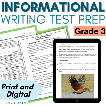 Preview of ELA Test Prep Packet - Grade 3 Informational Writing - Expository Writing