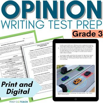 Preview of ELA Test Prep Packet - Grade 3 Opinion Writing - Persuasive Writing Practice