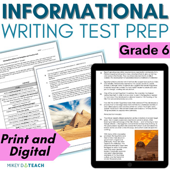 Preview of ELA Test Prep Packet - Grade 6 Informational Writing - Expository Writing