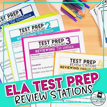 Preview of ELA Test Prep Review Stations (Semicolon, Colon, Hyphen, Parallel Structure)