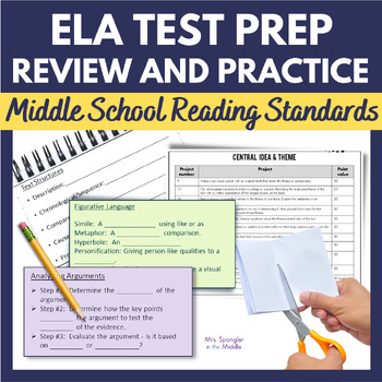 Preview of ELA Test Prep Review with PBL Practice for Middle School