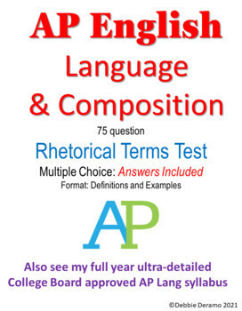 Preview of ELA Test Prep: Rhetorical Terms Test for AP Lang or other English class