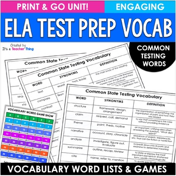 Preview of Academic Testing Vocabulary for ELA Test Prep & State Test Prep Word Work