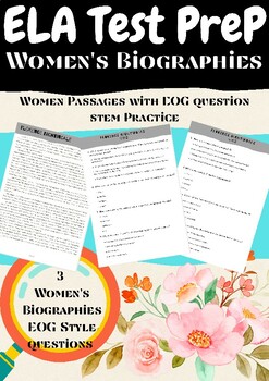 Preview of ELA Test Prep with EOG Question Stems: Women's Biographies