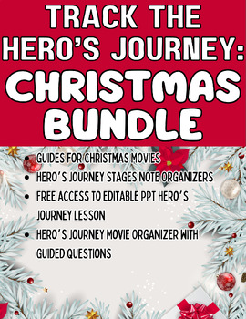 Preview of ELA Track the Hero's Journey Notes & Movie Organizers- Christmas Movie Bundle