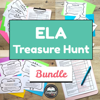 Preview of ELA Treasure Hunt Activity Bundle - Question Trail - MLA Format - Irony Practice