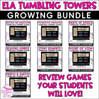 Preview of ELA Tumbling Towers Interactive Game Growing Bundle