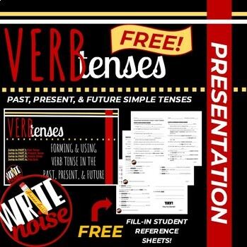 Preview of ELA Simple VERB Tenses Past Present Future PPT & Fill-in Reference Sheet