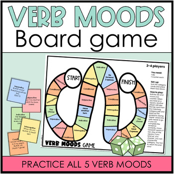 Preview of ELA Verb Moods Board Game Activity 7th, 8th, 9th, 10th Grade Grammar