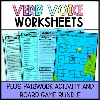 Preview of Active and Passive Verb Voice Worksheets Game Bundle 7th, 8th, 9th, 10th Grammar