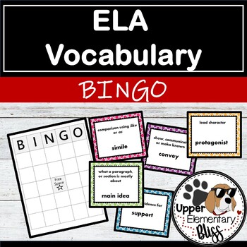 ELA Vocabulary BINGO by Upper Elementary Bliss | TpT