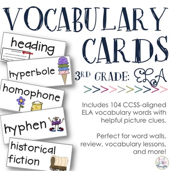 Preview of ELA Vocabulary Cards {Aligned to 3rd Grade CCSS}