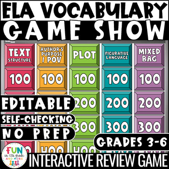 Preview of ELA Vocabulary Game Show Game: a Test Prep Review Game
