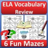 ELA Vocabulary Key Terms Fun Early Finishers Activities Ma