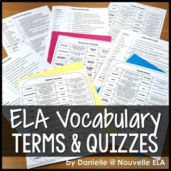 Preview of ELA Vocabulary Quiz Bundle - Elements of Literature, Poetry, Drama (paper + dig)