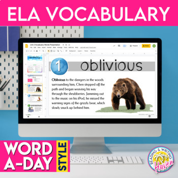Preview of ELA Vocabulary Unit 2: Word List and Activities - Digital and Print