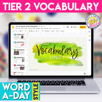 Preview of ELA Vocabulary Unit 1: Tier 2 Vocabulary List and Activities - Digital and Print