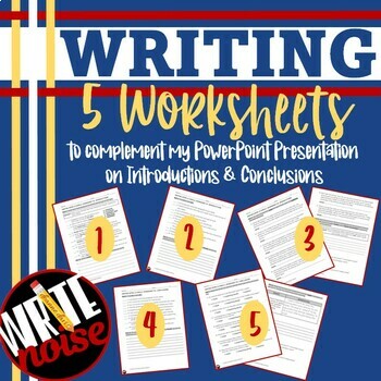 Preview of ELA WRITING Introductions & Conclusions 5 Practice Worksheets Supplement to PPT