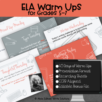 Preview of ELA Warm Ups