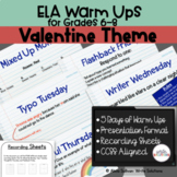 ELA Warm Ups Middle School Valentine Theme Week Google Slides 