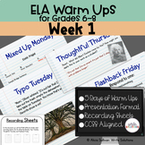 ELA Warm Ups Middle School Week 1 Google Slides