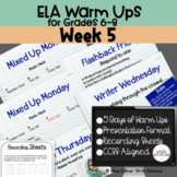 ELA Warm Ups Middle School Week 5 Google Slides 