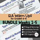 ELA Warm Ups Middle School Weeks 1-5 Google Slides BUNDLE