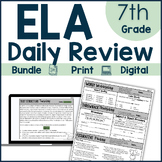 ELA Daily Review 7th Grade Bundle I Distance Learning