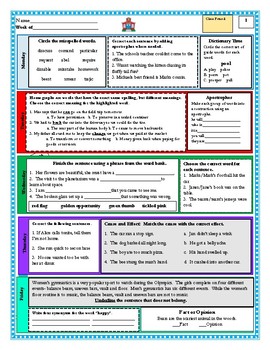 Preview of ELA Weekly Bellringer Sheets Bundle