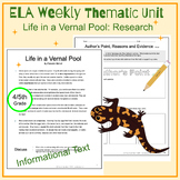 ELA Weekly Thematic Unit: Vernal Pools. Research prompt, g