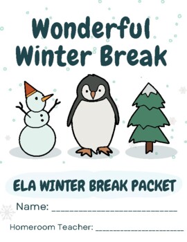 Preview of ELA Winter Break Packet - Cover Page and Writing Prompt